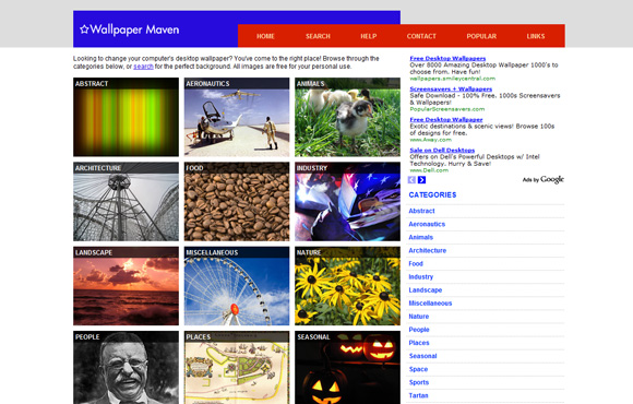 Desktop Wallpaper Web Site Screenshot